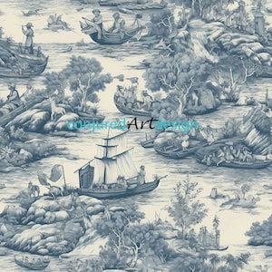Seamless image of a Toile style pattern