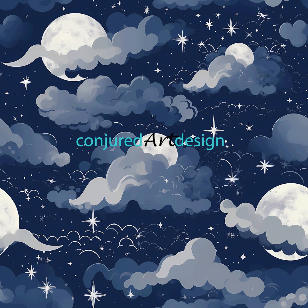 Seamless Image of a Clouds and Stars Pattern - Etsy