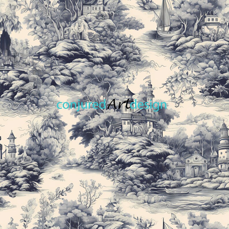 Toile Textiles Pattern Seamless Image of a Toile Style Pattern - Etsy