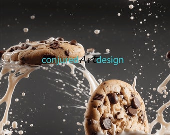 Seamless image of chocolate chip cookies and milk