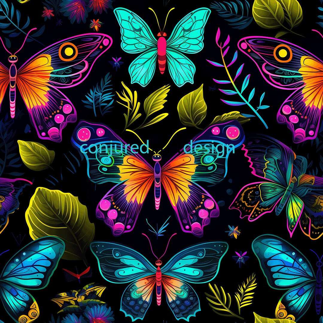 Seamless Image of a Neon Moth Pattern - Etsy
