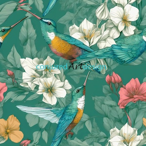 Seamless image of a humming bird pattern