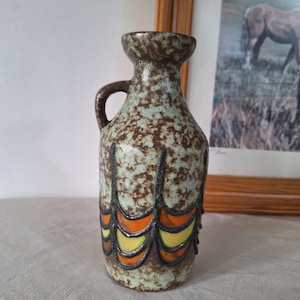Strehla GDR 130 - German pottery 1960&#39;s - pitcher vase