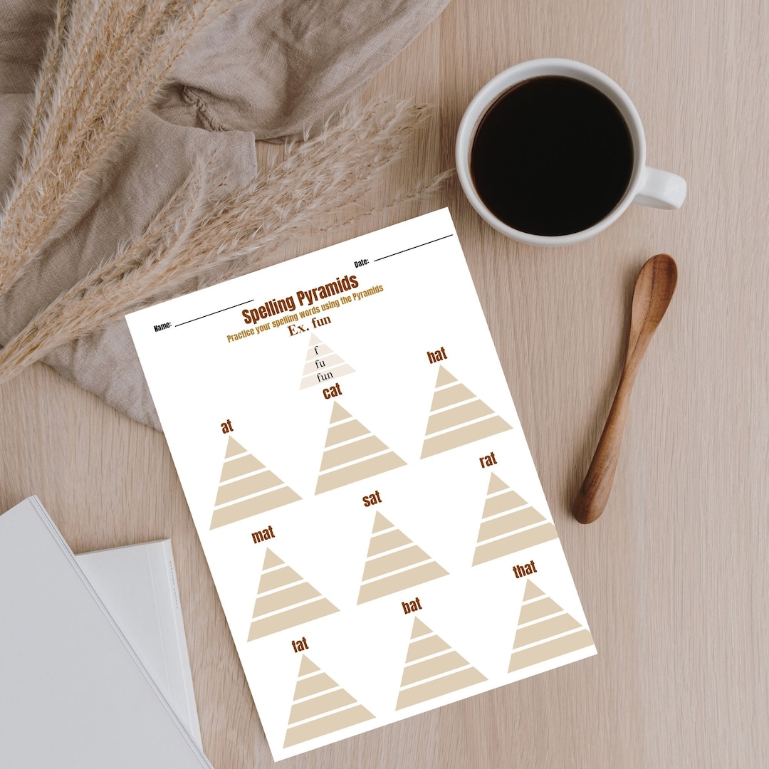 Spelling Pyramid Worksheets, Printable Spelling Worksheets, Homeschool Reading Worksheet, Learn