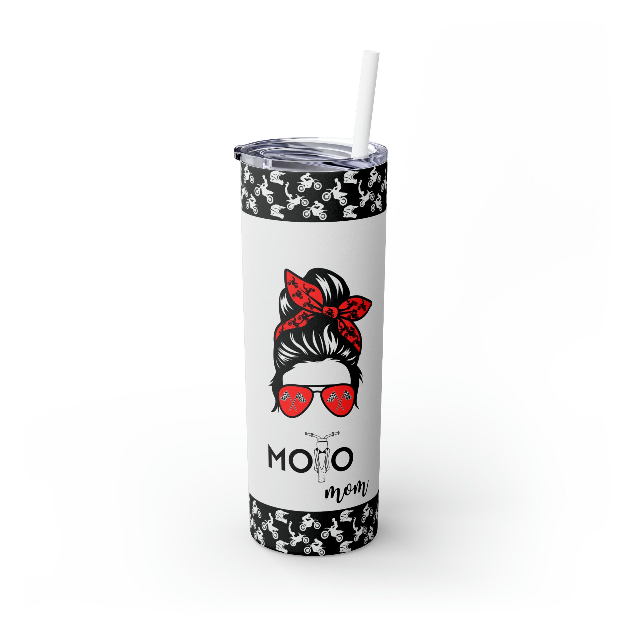 Motocross Mom Heart Silver Stainless Travel Mug