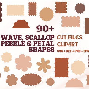 Wavy Shape Invite Cards | 90+ svg, dxf, png, eps + FREEBIES | CLIPART + CUT Files, Wedding Invitation Template | Cricut Silhouette Glowforge