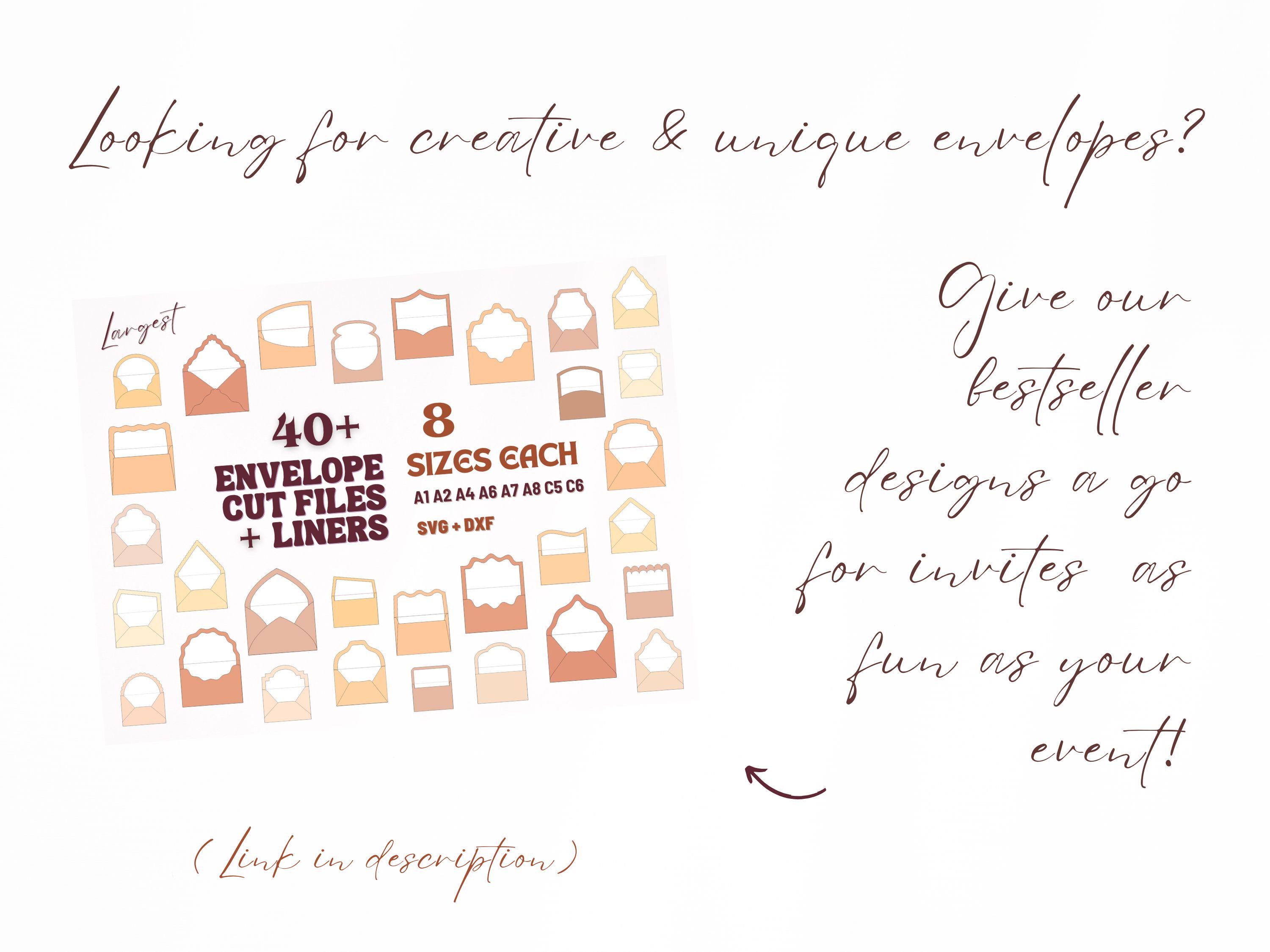Vertical Envelope Template CUT FILES | 8 Sizes - A1 A2 A4 A6 A7 A8 C5 ...
