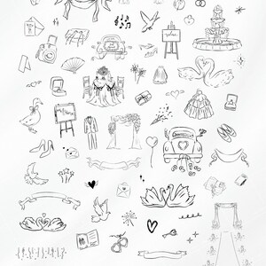 Whimsical Wedding SVG Clipart | 300+ Hand Drawn Wedding Illustrations ...