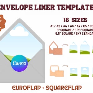 Envelope LINER Templates | LARGEST Print at Home Set + Freebies | 18 Popular Sizes |  Easy DIY Wedding Party Invite, Fully Customized Canva