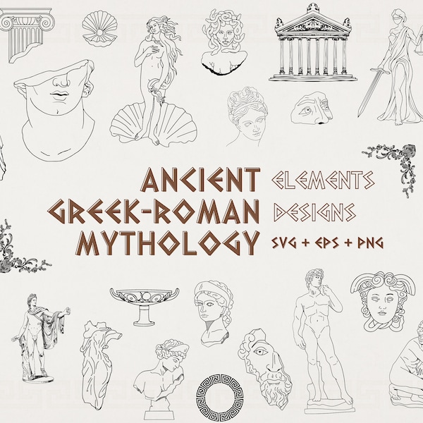 Antike griechische römische Mythologie | 200+ svg png eps | FREEBIES ENTHALTEN | Skulptur Skulptur für Cricut, Cut File, Statue Clipart, kommerzielle Nutzung