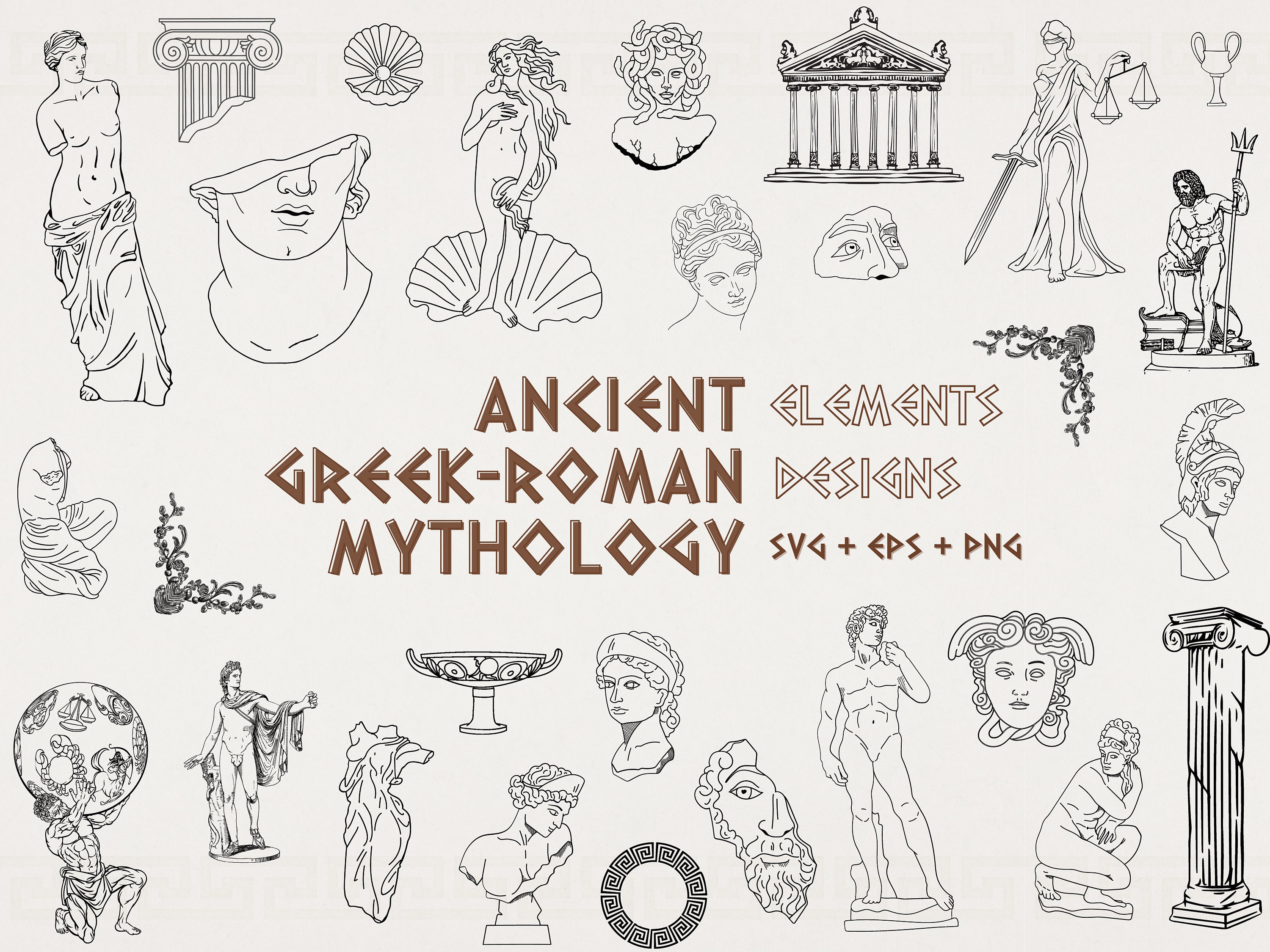 Ancient Greek Roman Mythology | 200+ Svg Png Eps | FREEBIES INCLUDED ...