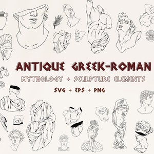 Mythologie romaine grecque antique | Plus de 200 fichiers png eps svg | GRATUITS INCLUS|  Sculpture svg pour Cricut, fichier coupé, clipart esthétique, usage Commercial