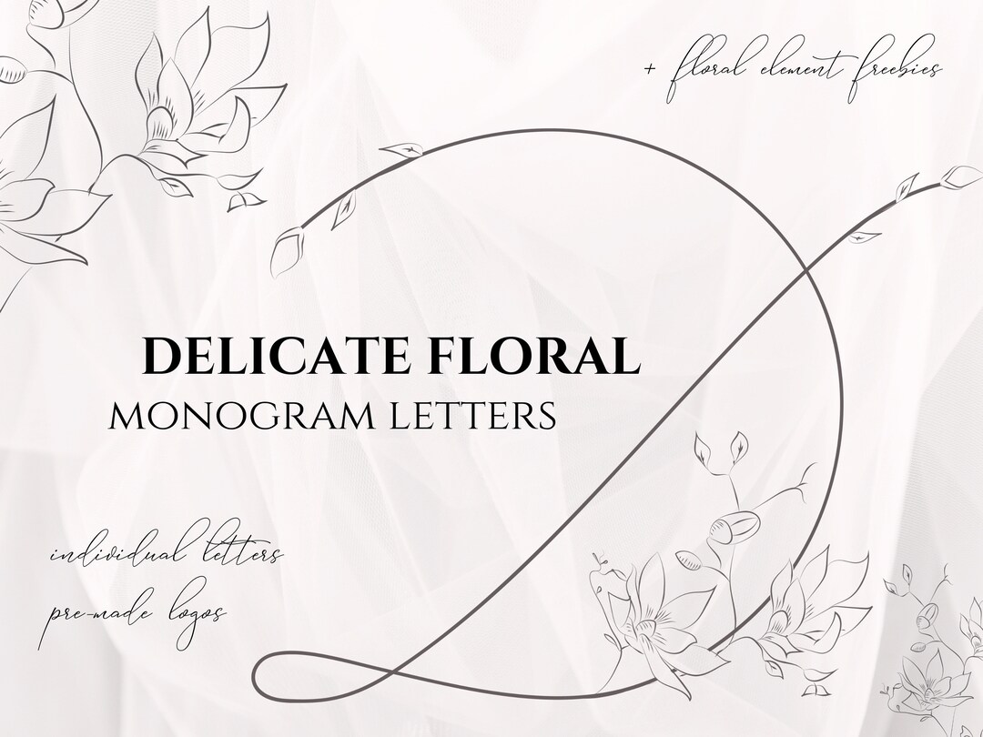 Delicate Hand Lettering Delicate Floral Monogram Letters | Svg, Png, Eps | FREEBIES INCLUDED ...