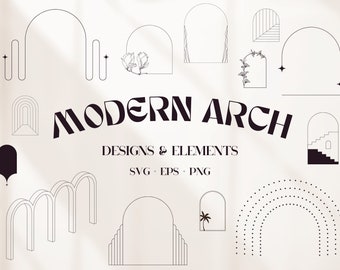 Modern Arch Set | 200+ svg, png, eps |FREEBIES INCLUDED| svg for Cricut, Frame+Design Cut File, Minimalist Abstract Clipart, Commercial Use