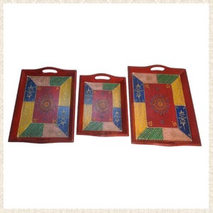 Hand-Painted Wooden Serving Trays