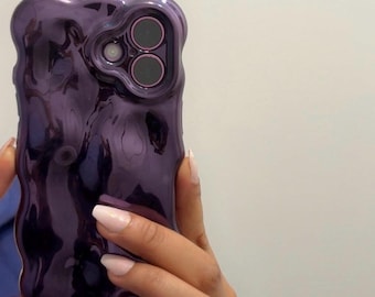 Luxury Wavy Plated iPhone Case | Wrinkle Curly Edge 3D Texture | Soft Uneven Design | Camera Protection Cover