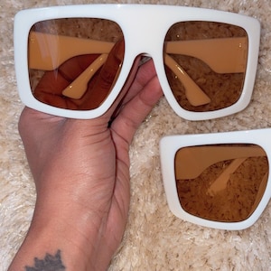 Gafas de sol cuadradas extragrandes para mujer, montura grande, 2025, blanco y beige