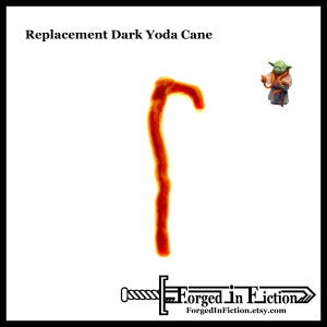 May include: Replacement Dark Yoda Cane, a brown and orange cane with a curved top, made for a Star Wars action figure.