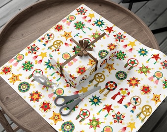 Papel de regalo navideño filipino Parol, Papel de regalo filipino, Parol para la temporada de regalos navideños, Papel de regalo navideño, Linterna navideña filipina