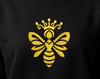 Queen Bee Embroidery Design, 8 Sizes, Crown Bee Machine Embroidery Design File, Insect Embroidery, Trendy Embroidery, Bx File Included