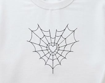 Run Stitch Spider Web Heart Embroidery Design, 25 Sizes, Spider Web Machine Embroidery File, Halloween Embroidery, Bx File Included