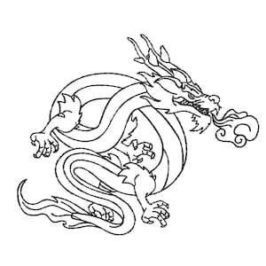 Dragon Machine Embroidery Design, 13 Sizes, Dragon Outline Embroidery Design, Quick Run Stitch Dragon Embroidery Design File
