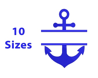 Anker Split, Maschinenstickerei, 10 Größen, Mini bis Große Anker Split Stickdatei, Sportstickerei, Marinestickerei
