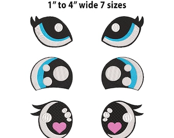 Plushie Felt Eyes Embroidery Design, 7 Sizes, Animal Eyes Machine Embroidery Design, Cartoon Animal Eye, Pelushie Felt Eye Embroidery Design