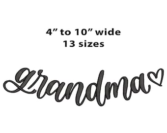 Curved Grandma Embroidery Design, 13 Sizes, Grandma Collar Machine Embroidery Design, Grandma Satin Stitch, Mother's Day