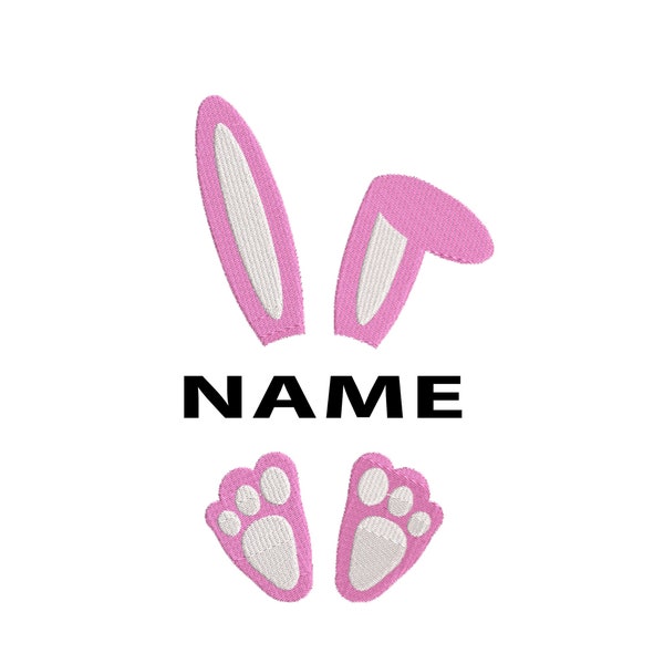 Bunny Name Frame Machine Embroidery Design, 15 Sizes, Easter Bunny Monogram Name Embroidery Design File, Bunny Embroidery Design