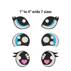 Updated! Individual Plushie Felt Eyes Embroidery Design, 7 Sizes, Animal Eyes Machine Embroidery Design, Cartoon Animal Eye