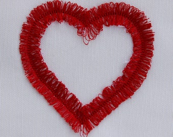 Flauschiges Fransen Herz Valentinstag Maschinenstickerei, 10 Größe, Flauschiges Fransen Herz Chenille Stickdatei, Stickdatei