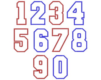 Jumbo College Applique Numbers Machine Embroidery Design, 7 size, Applique Numbers Embroidery, Birthday Embroidery Numbers, BX File Included