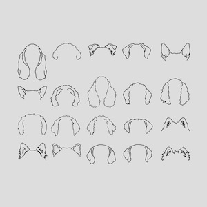 Mini Dog Ears Embroidery Design, 7 Sizes, Dog Ears Machine Embroidery Design, Dog Breeds Embroidery, Dog outline embroidery, dog line art