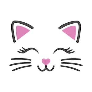 猫の顔の刺繍デザイン、18サイズ、猫の顔のシルエットの機械刺繍デザイン、猫の人形の刺繍、猫のお母さんの刺繍、猫の刺繍