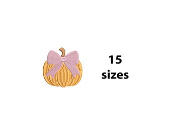 Mini To Large Pumpkin with Bow Embroidery Design, 15 Sizes, Fall Machine Embroidery Design File, Thanksgiving Pumpkin Embroidery, Bx File