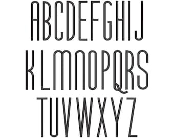 Einfaches Serifen Alphabet, 7 Größen, A-Z sortiert, Satinstich Maschinenstickerei Alphabet, Schreibschrift, ONE Plus