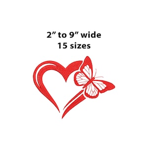 Herz Stickdatei, Herz mit Schmetterling, Maschinenstickerei, Mini Herz, Liebe gefüllt Muster, Herz Valentine
