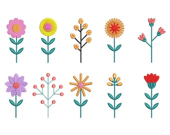 10 indywidualnych wzorów haftu maszynowego Mini Flower, 5 rozmiarów, haft Mini Flowers, haft małych kwiatów, wzór haftu kwiatowego