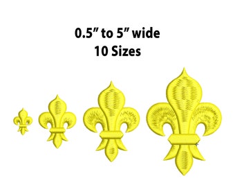 Mini to Large Fleur De Lis Embroidery Design, 10 Sizes, Fleur De Lis Machine Embroidery Design, Small Fleur de Lys Satin Stitch