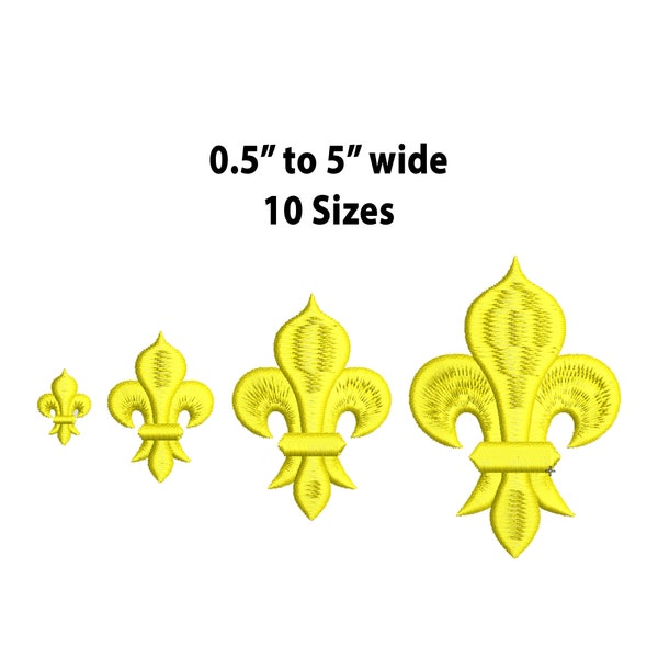 Mini to Large Fleur De Lis Embroidery Design, 10 Sizes, Fleur De Lis Machine Embroidery Design, Small Fleur de Lys Satin Stitch