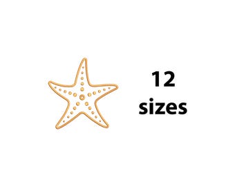 Starfish Outline Embroidery Design, 12 Sizes, Sea Star Machine Embroidery Design File, Sea Animals, Summer Embroidery, BX File Included