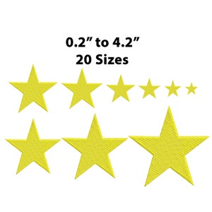 Mini Star Embroidery Design, 20 Sizes, Mini Star Machine Embroidery Design File, Fill Stitch Star Pattern, 0.4" to 4.2" Star Design