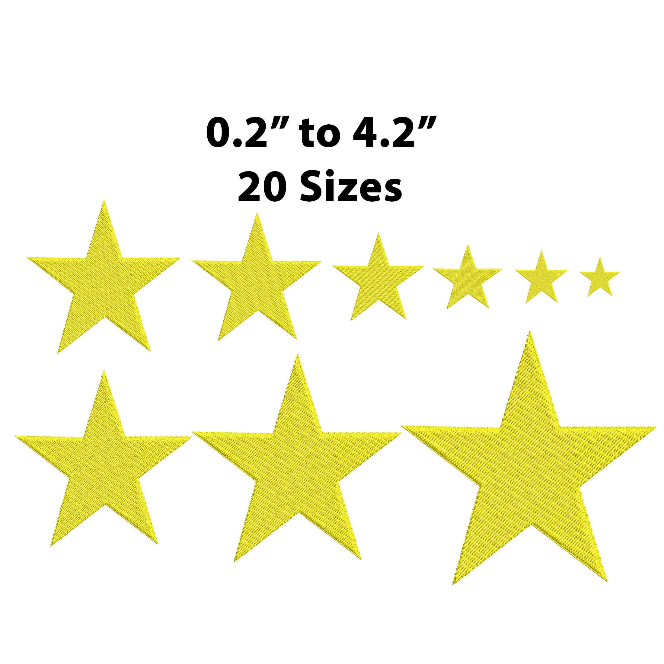 Mini Star Embroidery Design, 20 Sizes, Mini Star Machine Embroidery Design File, Fill Stitch Star Pattern, 0.4" to 4.2" Star Design, bx file