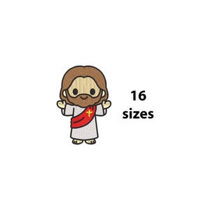 Mini Jesus broderidesign, 16 storlekar, söt Jesus maskinbroderidesign, babybroderi, dop, barnbroderi, bakfil ingår