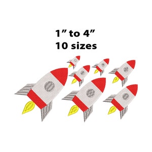 Mini Space Rocket Embroidery Design, 10 Sizes, Mini Rocket Machine Embroidery Design, Baby boy embroidery, Space Rocket Embroiery
