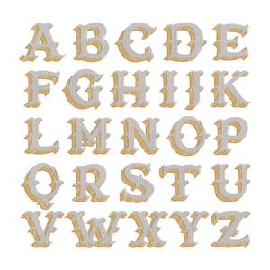 Western Embroidery Font, 10 Sizes, A-Z sorted, Western Shadow Machine Embroidery Alphabet, Embroidery Monogram Font, Bx File,  BX Included