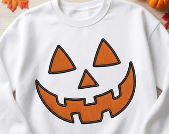 Pumpansikte applikationsbroderidesign, storlek 17, Halloween pumpa maskinbroderi, pumpansikte broderi, Halloween, Bx-fil ingår