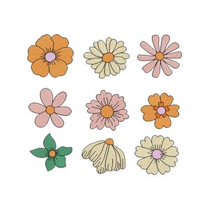 9 Individual Mini Boho Flowers Machine Embroidery Designs, 7 sizes, Mini Bohemian  Flower Embroidey, Floral Embroidery Design