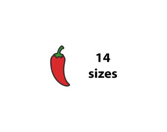 Mini Chilli Pepper Embroidery Design, 14 Sizes, Red Chilli Pepper Machine Embroidery Design, Kitchen Embroidery Design, Bx File Included